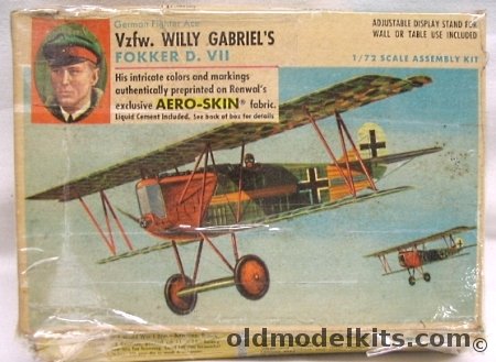 Renwal 1/72 Vzfw. Willy Gabriel's Fokker D.VII with Aeroskin Fabric, 270-69 plastic model kit